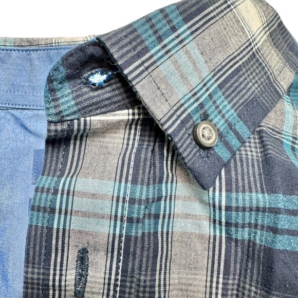 George Classic Fit Plaid Shirt Mens 2XL 50-52 Blue Gray LS Button-Down Collar - Picture 3 of 11
